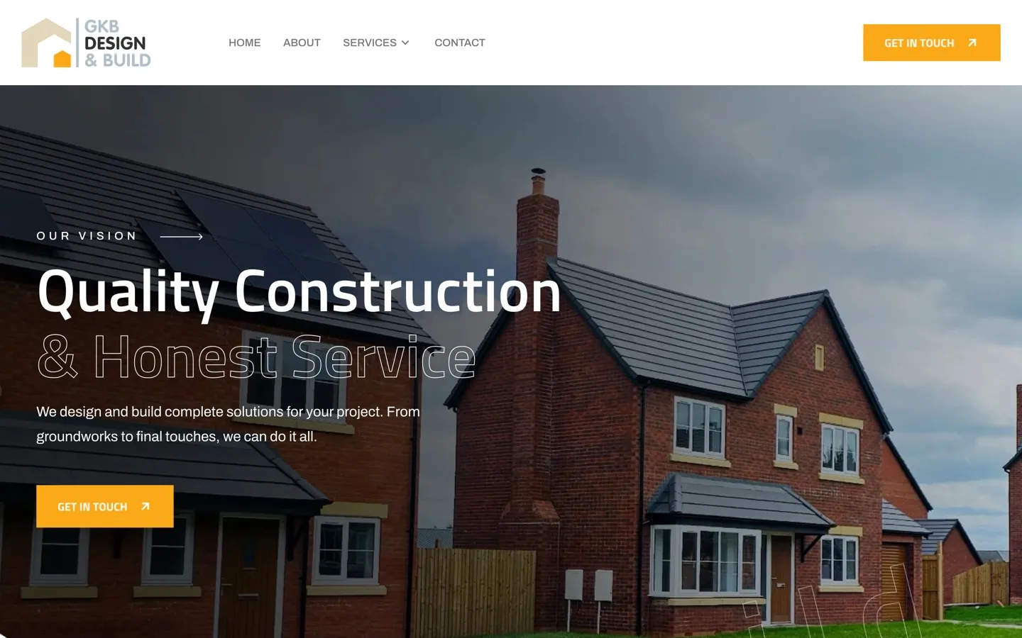 GKB Build website on desktop
