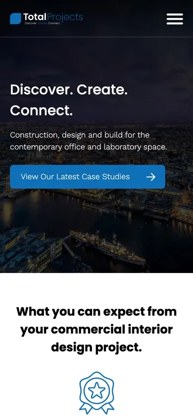 Total Projects website on a phone