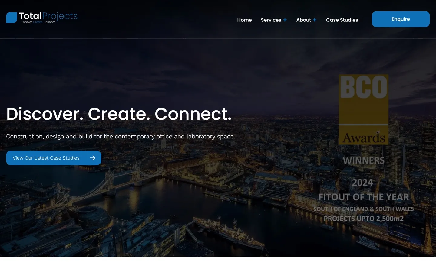 Total Projects website on desktop
